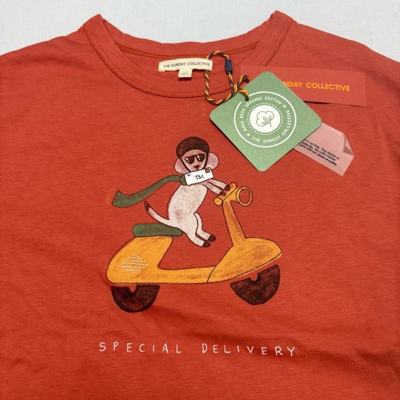 The Sunday Collective Terracotta Kids T-Shirt with Scooter Graphic - Picture 2 of 5